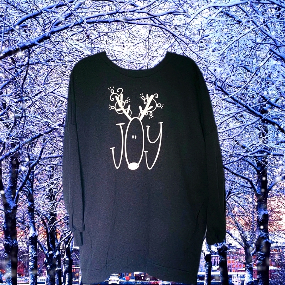 Charcoal oversized sweatshirt with joy graphic